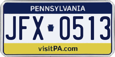 PA license plate JFX0513