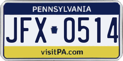 PA license plate JFX0514