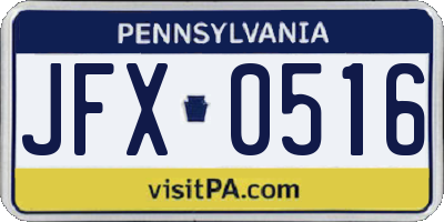 PA license plate JFX0516