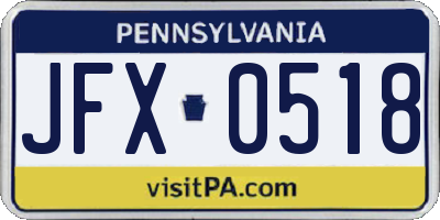 PA license plate JFX0518