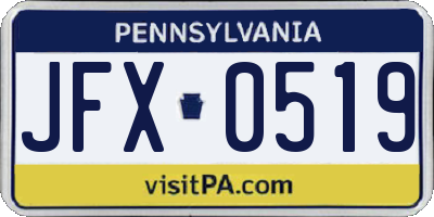 PA license plate JFX0519