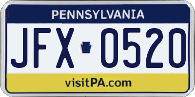 PA license plate JFX0520