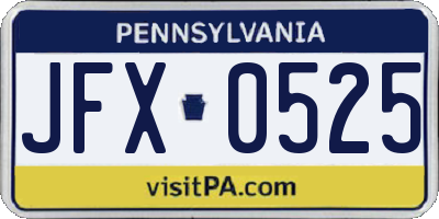 PA license plate JFX0525