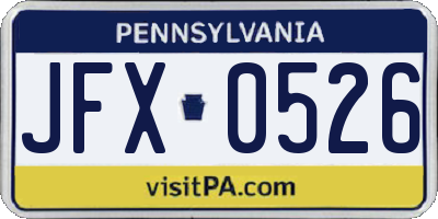 PA license plate JFX0526