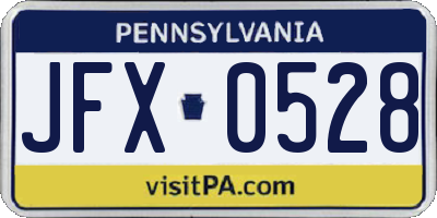 PA license plate JFX0528