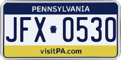 PA license plate JFX0530