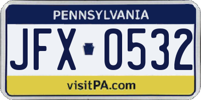 PA license plate JFX0532