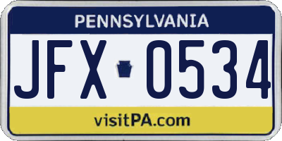 PA license plate JFX0534