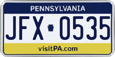PA license plate JFX0535