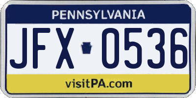 PA license plate JFX0536