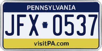 PA license plate JFX0537