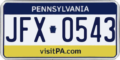 PA license plate JFX0543