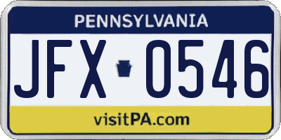 PA license plate JFX0546