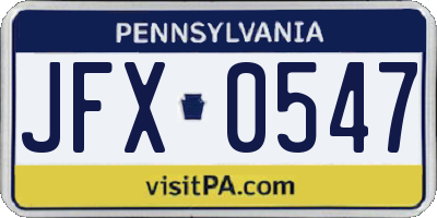 PA license plate JFX0547