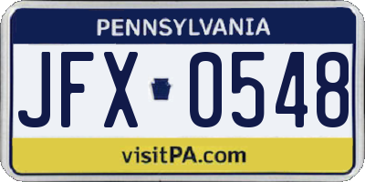 PA license plate JFX0548