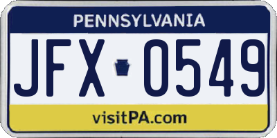 PA license plate JFX0549