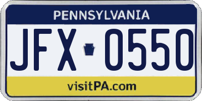 PA license plate JFX0550