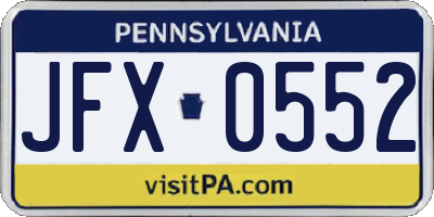 PA license plate JFX0552
