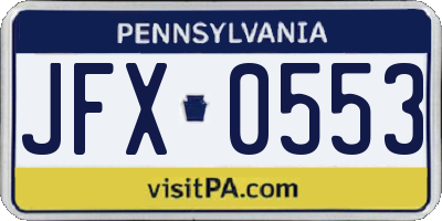 PA license plate JFX0553