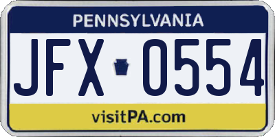 PA license plate JFX0554