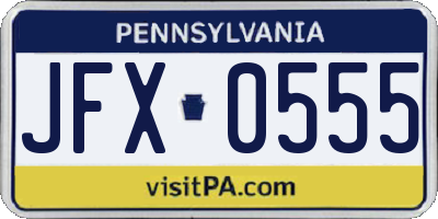 PA license plate JFX0555