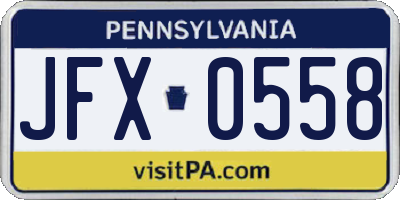 PA license plate JFX0558