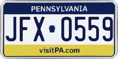 PA license plate JFX0559