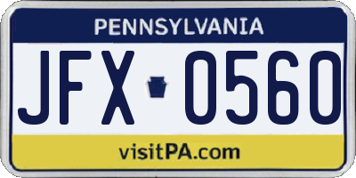 PA license plate JFX0560