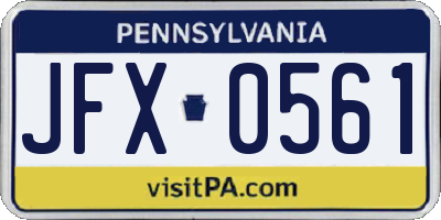 PA license plate JFX0561