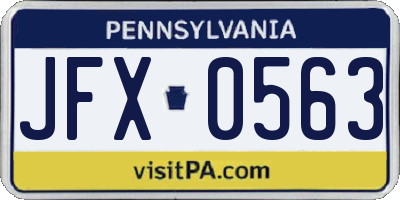 PA license plate JFX0563
