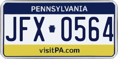 PA license plate JFX0564
