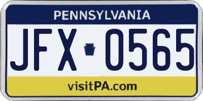 PA license plate JFX0565