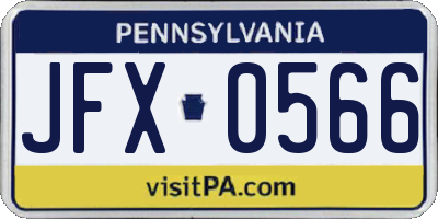 PA license plate JFX0566