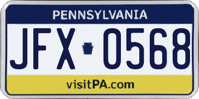 PA license plate JFX0568