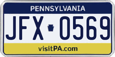 PA license plate JFX0569