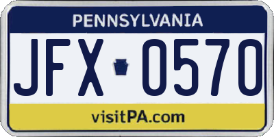 PA license plate JFX0570