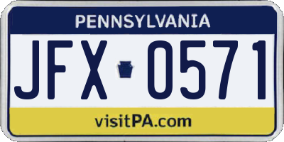 PA license plate JFX0571