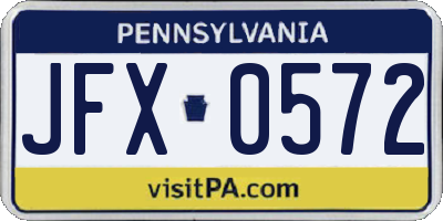 PA license plate JFX0572