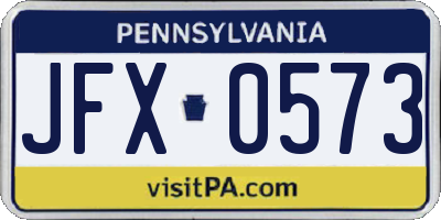 PA license plate JFX0573