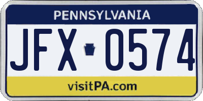 PA license plate JFX0574