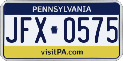 PA license plate JFX0575