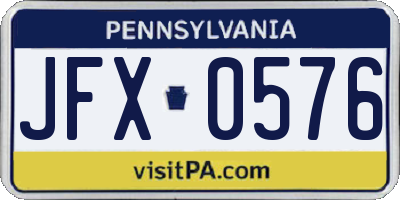 PA license plate JFX0576