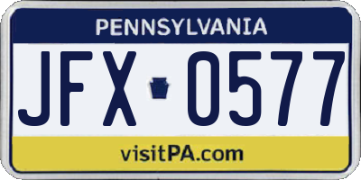 PA license plate JFX0577