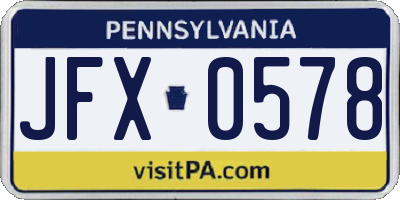 PA license plate JFX0578