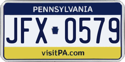 PA license plate JFX0579
