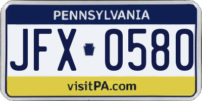 PA license plate JFX0580