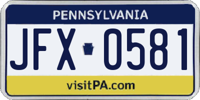 PA license plate JFX0581