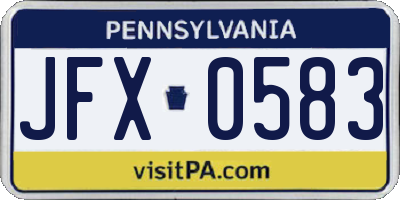 PA license plate JFX0583