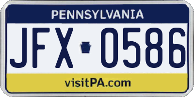 PA license plate JFX0586