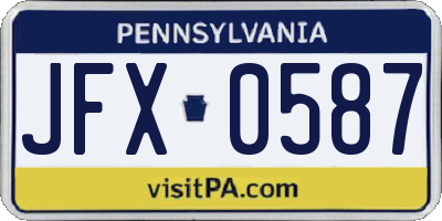 PA license plate JFX0587